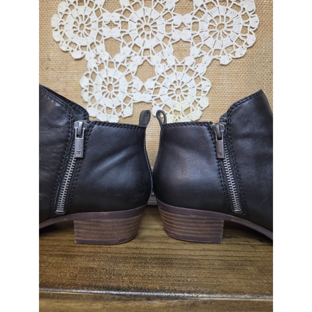 Lucky Brand Women's 7 W Black Leather Basel Moto Ankle Zip Biker Boots Booties - Picture 3 of 12